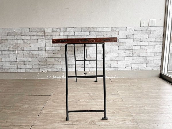 リメイク家具 古材 × スチール脚 フォールディングデスク ワークテーブル 長机 W152cm ビンテージスタイル ●