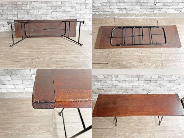 リメイク家具 古材 × スチール脚 フォールディングデスク ワークテーブル 長机 W152cm ビンテージスタイル ●