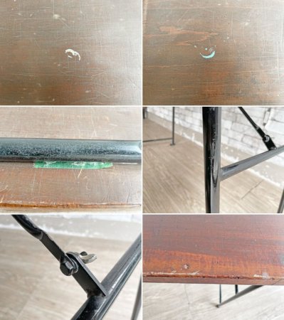 リメイク家具 古材 × スチール脚 フォールディングデスク ワークテーブル 長机 W152cm ビンテージスタイル ●