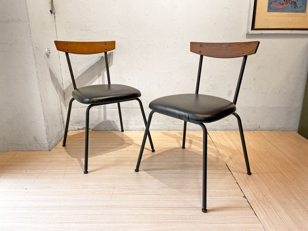 アクメファニチャー ACME Furniture グランビュー GRANDVIEW ダイニングチェア PVCレザー オーク材 アイアン脚 2脚セット ★