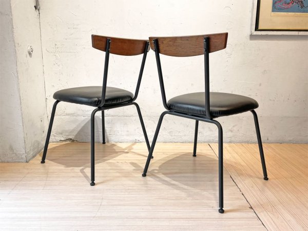 アクメファニチャー ACME Furniture グランビュー GRANDVIEW ダイニングチェア PVCレザー オーク材 アイアン脚 2脚セット ★