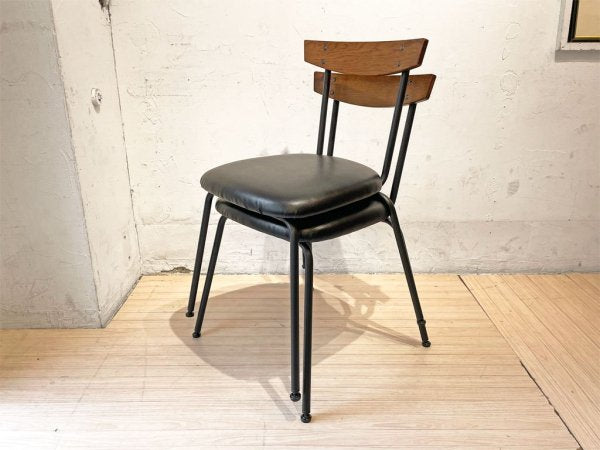アクメファニチャー ACME Furniture グランビュー GRANDVIEW ダイニングチェア PVCレザー オーク材 アイアン脚 2脚セット ★