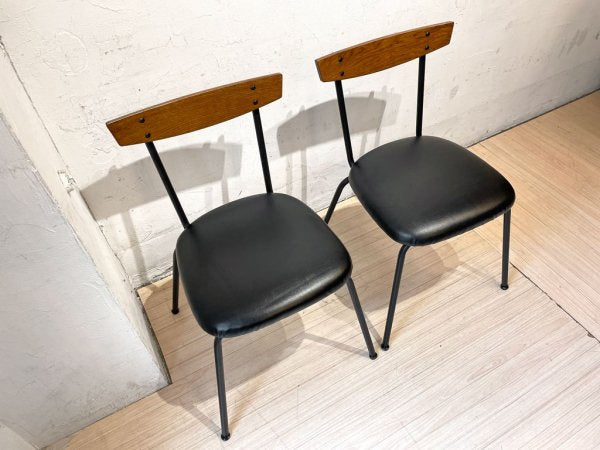 アクメファニチャー ACME Furniture グランビュー GRANDVIEW ダイニングチェア PVCレザー オーク材 アイアン脚 2脚セット ★