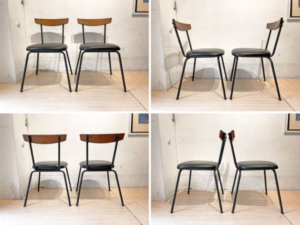 アクメファニチャー ACME Furniture グランビュー GRANDVIEW ダイニングチェア PVCレザー オーク材 アイアン脚 2脚セット ★