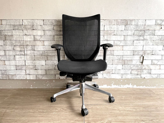 オカムラ okamura バロンチェア Baron Chair オフィスチェア デスクチェア ハイバック メッシュ背もたれ×メッシュ座面 ブラック ジョルジェット・ジウジアーロ 現状品 ●