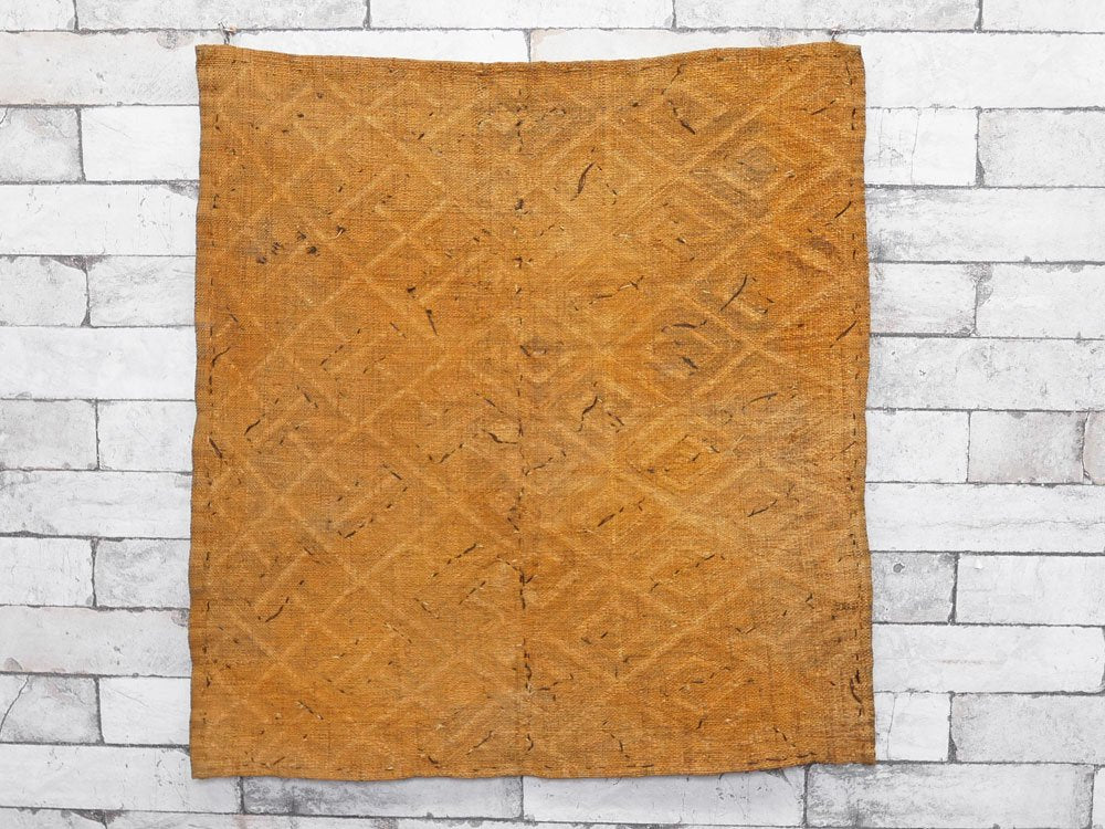 アフリカ クバ族 クバクロス Kuba Cloth 草ビロード 63×63cm スクエア ラフィアヤシ ビンテージ テキスタイル プリミティブ 民芸 ●