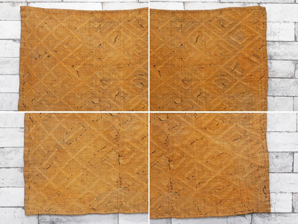 アフリカ クバ族 クバクロス Kuba Cloth 草ビロード 63×63cm スクエア ラフィアヤシ ビンテージ テキスタイル プリミティブ 民芸 ●