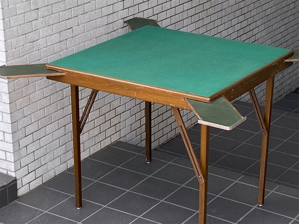 UKビンテージ UK Vintage ゲームテーブル カードテーブル フォールディング グリーンフェルトトップ  アンティーク ■