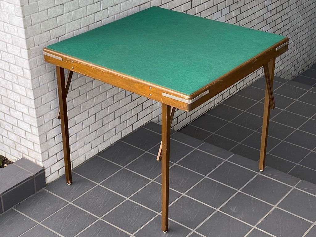 UKビンテージ UK Vintage ゲームテーブル カードテーブル フォールディング グリーンフェルトトップ  アンティーク ■