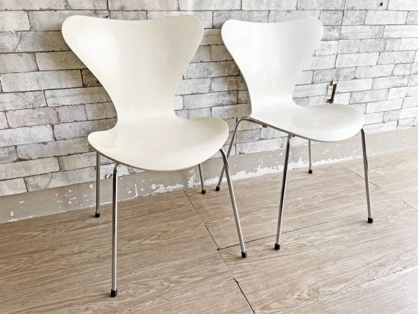 フリッツハンセン Fritz Hansen セブンチェア ダイニングチェア スタッキングチェア ラッカー仕上げ ホワイト 1996年製 アルネ・ヤコブセン デンマーク 北欧家具 A ●