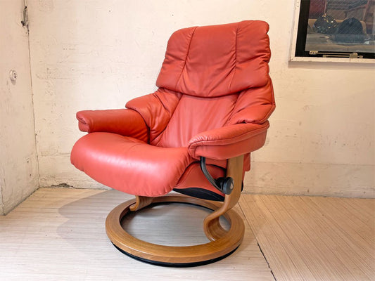 エコーネス EKORNES レノ RENO ストレスレスチェア stressless リクライニングチェア オットマン付 パロマオレンジ ノルウェー★