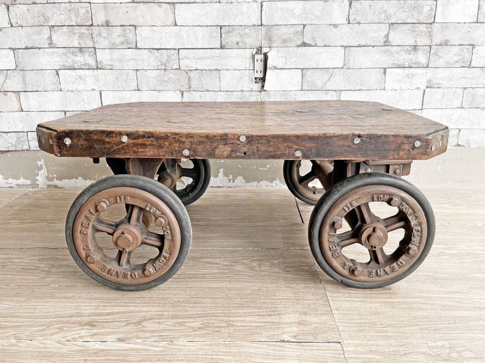 Edward Deane & Beale. バンカーズトローリー 車輪付き ローテーブル ファクトリー インダストリアル 工業系 UKビンテージ ●