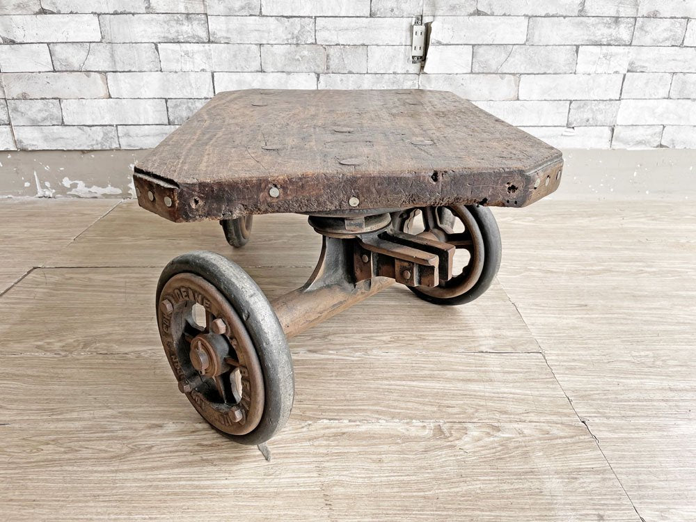 Edward Deane & Beale. バンカーズトローリー 車輪付き ローテーブル ファクトリー インダストリアル 工業系 UKビンテージ ●