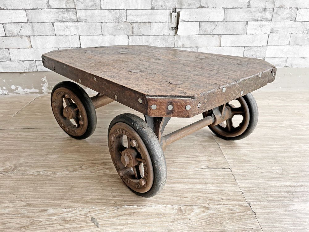Edward Deane & Beale. バンカーズトローリー 車輪付き ローテーブル ファクトリー インダストリアル 工業系 UKビンテージ ●
