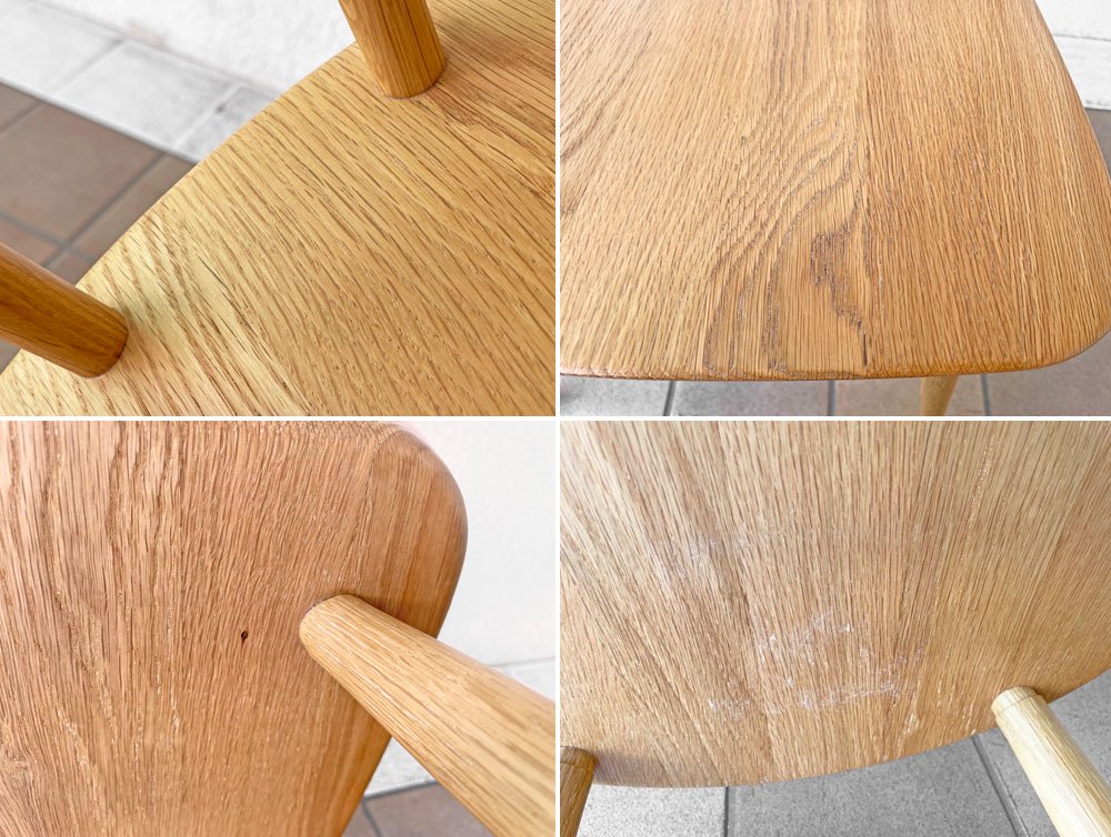 無印良品 MUJI オーク材アームチェア 丸脚 スポークバック スモーカーズボウ 国産家具 ◇