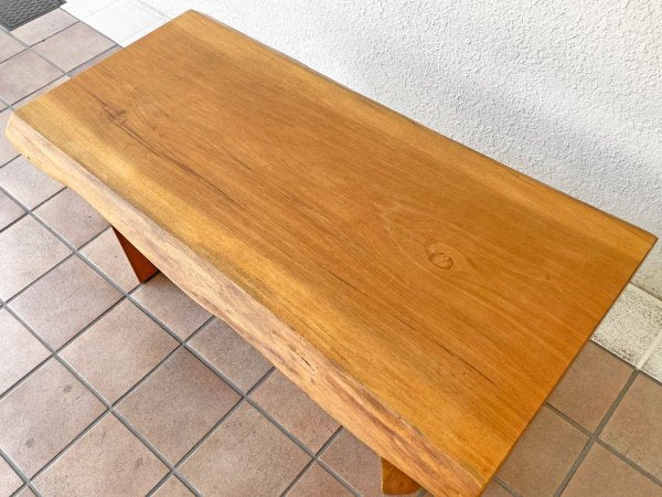 クラフトファニチャー 無垢材 一枚板 ローテーブル コーヒーテーブル 幅110cm 厚さ5cm 耳付き ドゥ リビング イッセイドウ購入品 ◇