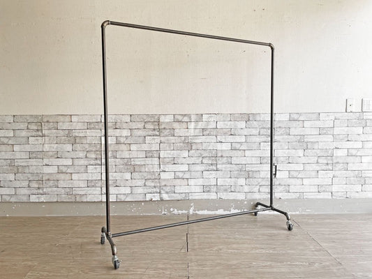 ダブルスタンダード W Standard ハンガーラック Hanger Rack HR-01BK キャスター付 ガス管 W140cm インダストリアルスタイル 定価￥22,880- ●