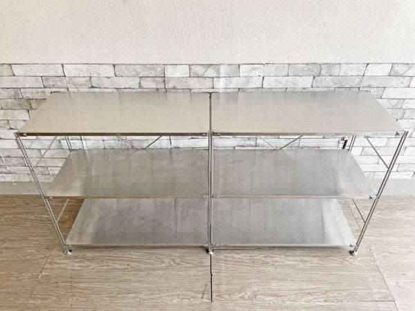 無印良品 MUJI ステンレスユニットシェルフ ステンレス棚 ワイド 2列3段 W167cm オープンシェルフ 収納家具 合計定価￥37,800- ●