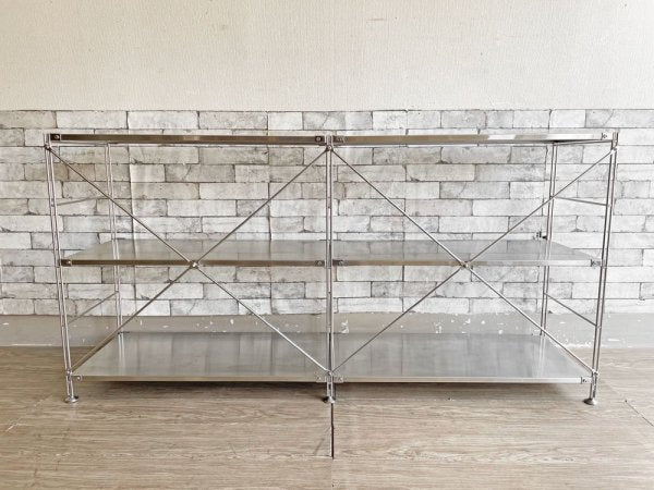 無印良品 MUJI ステンレスユニットシェルフ ステンレス棚 ワイド 2列3段 W167cm オープンシェルフ 収納家具 合計定価￥37,800- ●