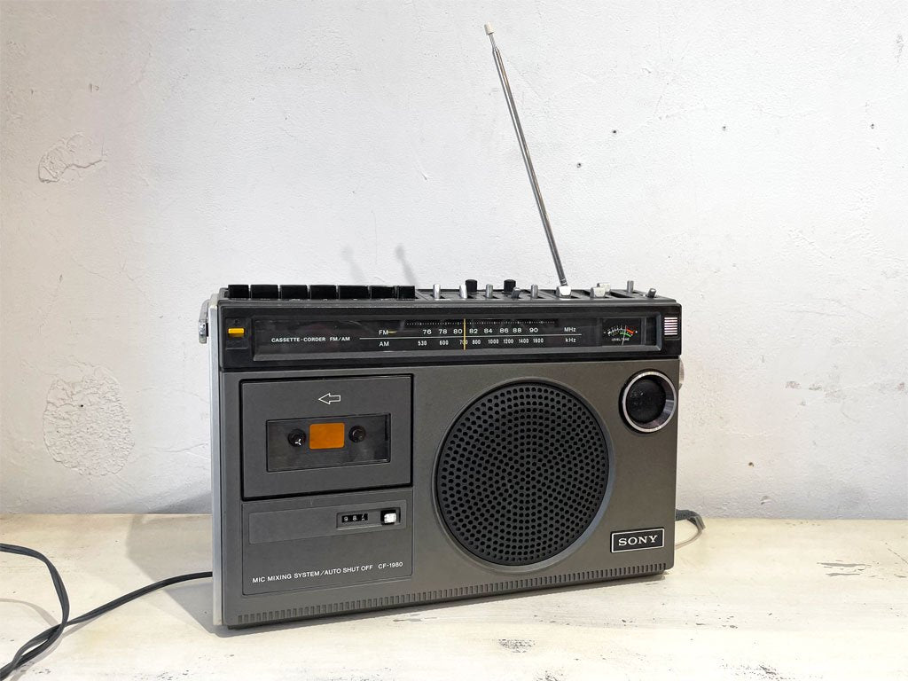 ソニー SONY スタジオ1980 ラジカセ FM-AM RADIO CASSETTE-CORDER CF-1980 MIC IN MATIC 稼働品 昭和レトロ 家電 ★