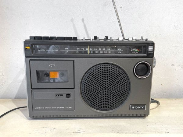 ソニー SONY スタジオ1980 ラジカセ FM-AM RADIO CASSETTE-CORDER CF-1980 MIC IN MATIC 稼働品 昭和レトロ 家電 ★