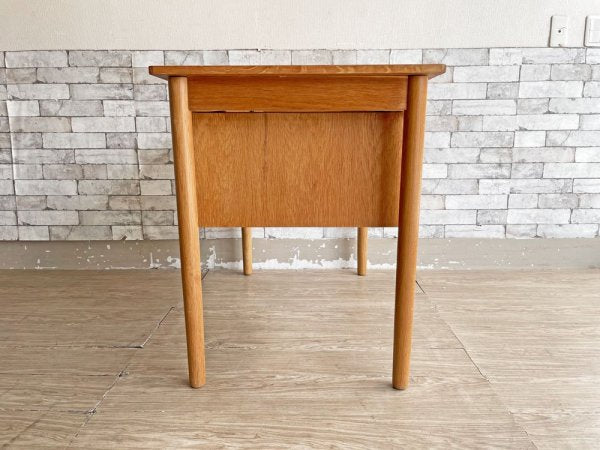 北欧ビンテージ Scandinavian Vintage オーク材 デスク 片袖机 W99cm 抽斗2杯 スライド可動式 鍵付 北欧家具 ●