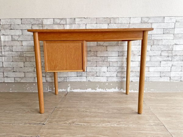 北欧ビンテージ Scandinavian Vintage オーク材 デスク 片袖机 W99cm 抽斗2杯 スライド可動式 鍵付 北欧家具 ●