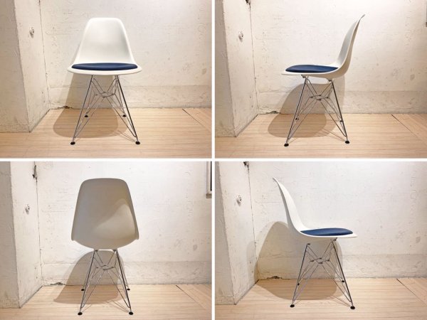 ヴィトラ vitra サイド シェルチェア ポリプロピレン製 シートパット付き ブルー エッフェルベース C&R イームズ Eames ミッドセンチュリー ★