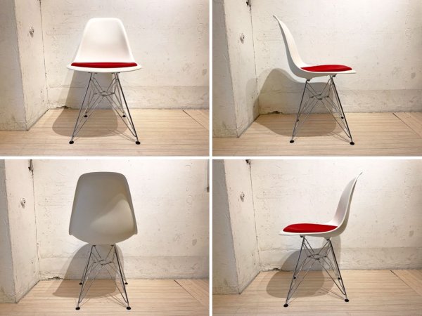 ヴィトラ vitra サイド シェルチェア ポリプロピレン製 シートパット付き レッド エッフェルベース C&R イームズ Eames ミッドセンチュリー ★