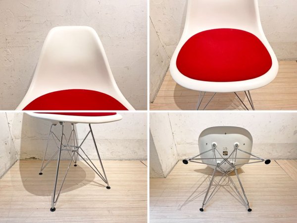 ヴィトラ vitra サイド シェルチェア ポリプロピレン製 シートパット付き レッド エッフェルベース C&R イームズ Eames ミッドセンチュリー ★