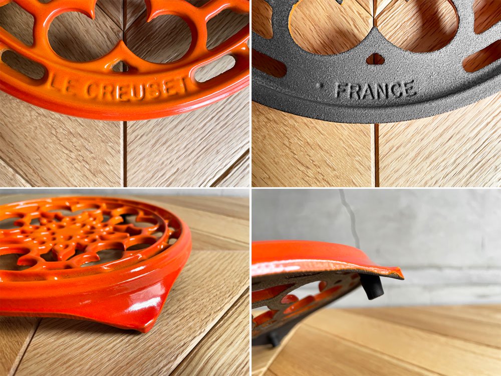 ルクルーゼ LE CREUSET ラウンドトリベット オレンジ Φ22cm 鍋敷き 鋳物 フランス 廃番 ♪