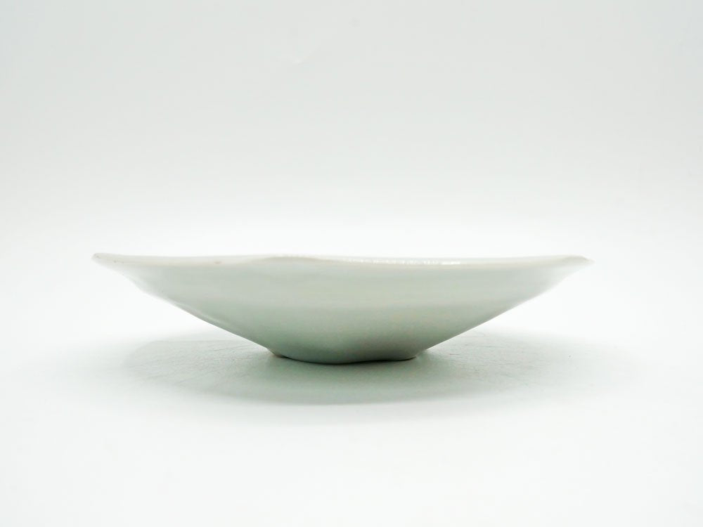 森岡 由利子 面取平皿 プレート 幅17.5 白磁 陶芸家 現代作家 ●