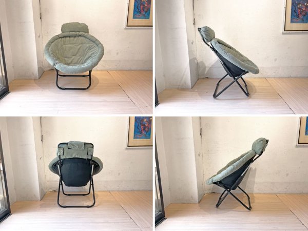 ア.デペシュ a.depeche フォールディングチェア 2way folding chair 折畳チェア カフェスタイル カーキ ヘッドレスト付き★