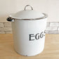 UKビンテージ Vintage エッグ缶 EGGS ホーロー 琺瑯 ワイヤーバスケット付き キャニスター 保存容器 英国 アンティーク ディスプレイアイテム 特大 希少 ●