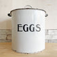 UKビンテージ Vintage エッグ缶 EGGS ホーロー 琺瑯 ワイヤーバスケット付き キャニスター 保存容器 英国 アンティーク ディスプレイアイテム 特大 希少 ●