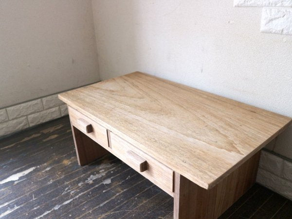 サンポフルドウグ SANNPO 古道具店 リメイクファニチャー 無垢材 ローテーブル 引き出し2杯 ◎