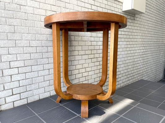 ビンテージ Vintage ラウンドテーブル サイドテーブル ティーテーブル コーヒーテーブル 花台 幾何学模様 アールデコ ■