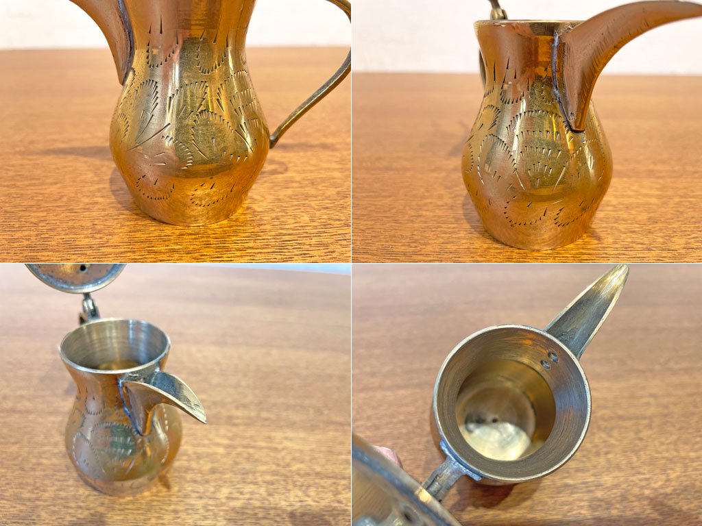 ヨーロピアン アンティーク ゴールドプレーテッド 金メッキ ミルク ポット ジャグ ピッチャー Milk pitcher Jug 蓋付 European Antique ★