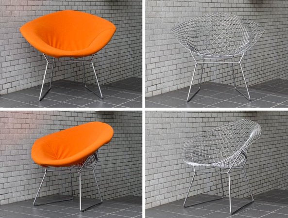 ノル Knoll ダイヤモンドチェア Diamond Chair フルカバーリング オレンジ ハリー ベルトイア Harry Bertoia ミッドセンチュリー ■