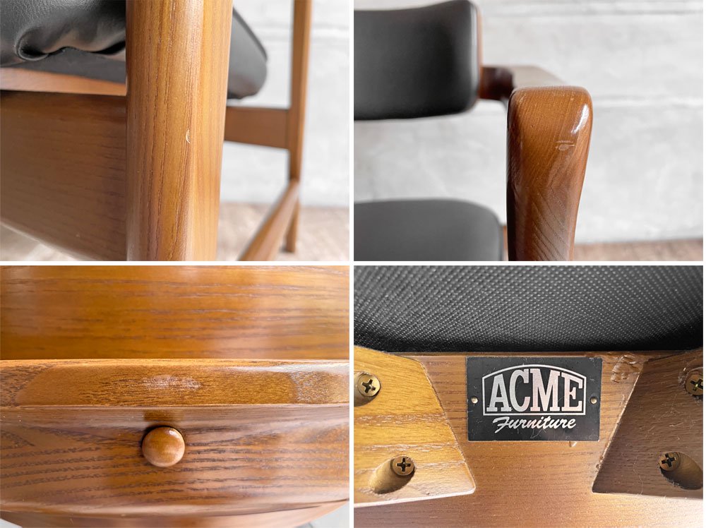 アクメファニチャー ACME Furniture ワーナー WARNER アームチェア ダイニングチェア PVCレザー ブラック カフェスタイル B♪