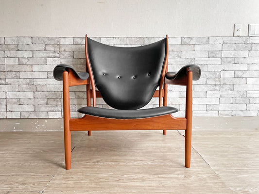 ワンコレクション Onecollection チーフテン チェア Chieftain Chair ラウンジチェア チーク材 本革 ブラック フィン・ユール Finn Juhl 北欧 デンマーク ●