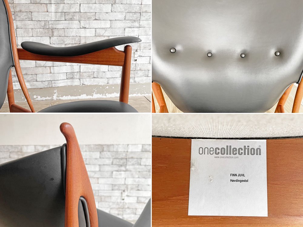 ワンコレクション Onecollection チーフテン チェア Chieftain Chair ラウンジチェア チーク材 本革 ブラック フィン・ユール Finn Juhl 北欧 デンマーク ●