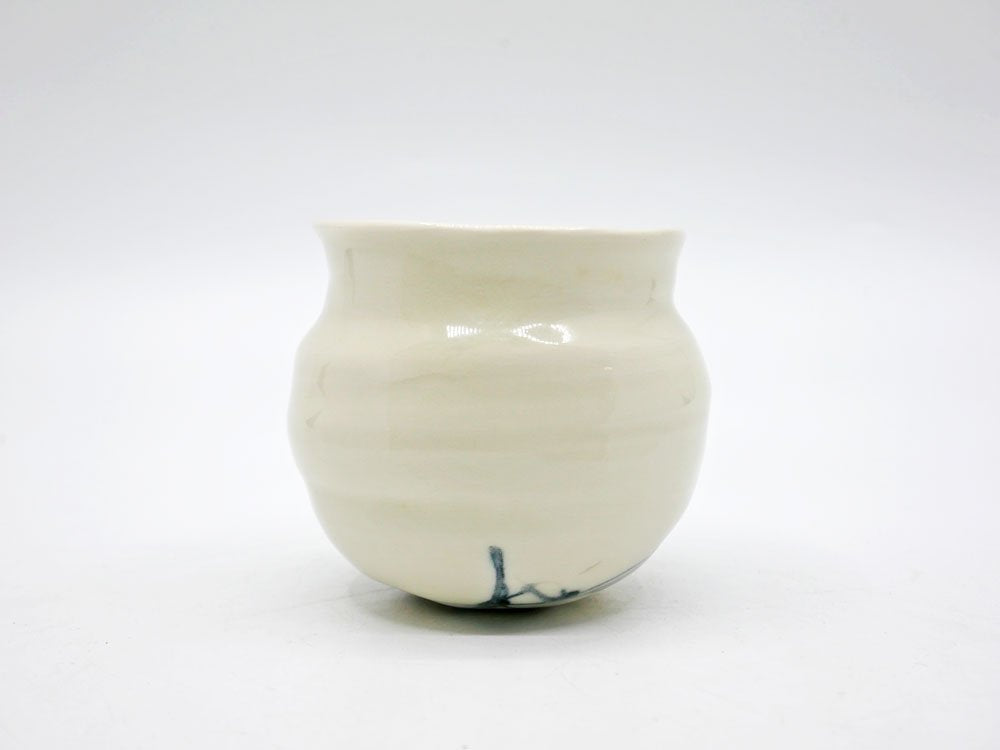 吉川正道 白磁 スイング湯呑 カップ 直径9cm 陶芸家 現代作家 ●