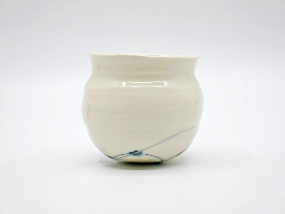 吉川正道 白磁 スイング湯呑 カップ 直径9cm 陶芸家 現代作家 ●