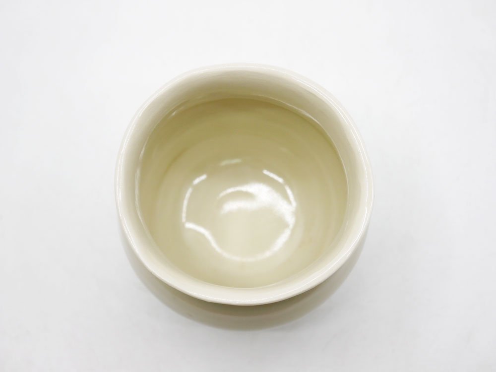 吉川正道 白磁 スイング湯呑 カップ 直径9cm 陶芸家 現代作家 ●