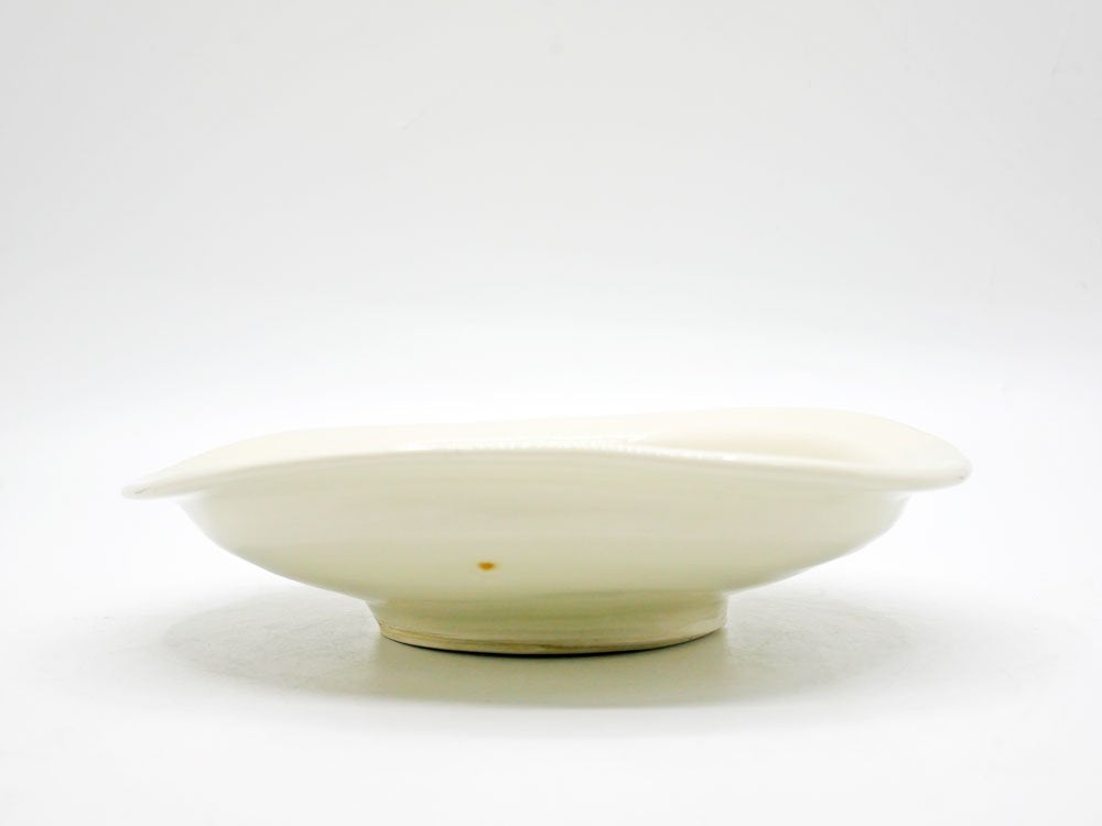 吉川正道 白磁深皿 プレート 直径23cm 陶芸家 現代作家 B ●