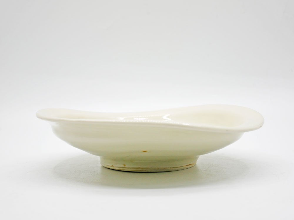 吉川正道 白磁深皿 プレート 直径23cm 陶芸家 現代作家 B ●