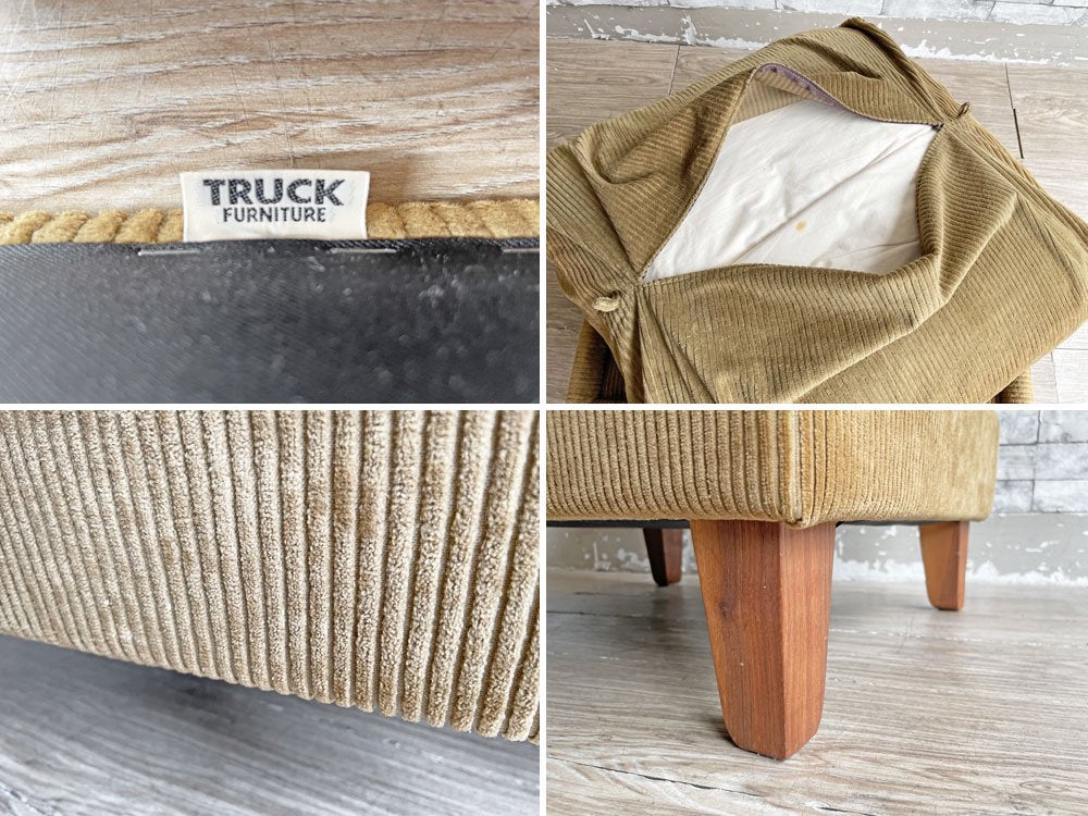 トラックファニチャー TRUCK FURNITURE FK SOFA オットマン コーデュロイ ウォールナット無垢材 フェザークッション 張地F-21 グリーン ●