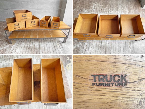 トラックファニチャー TRUCK FURNITURE AG シェルフ AG SHELF TV BOARD AVボード AG BOX S・Lサイズ付き ナラ無垢材 スチール 合計定価￥160,600-♪