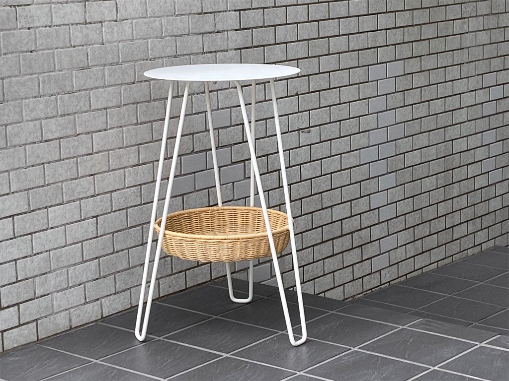 イデー IDEE ワラビー サイドテーブル WALLABY SIDE TABLE ホワイト スチール×ラタン バスケット ナチュラルモダン 廃番サイズ ■